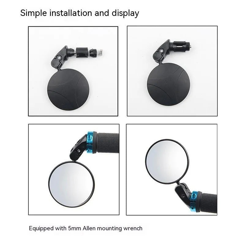 Black foldable convex rearview mirror with 7cm diameter ABS body for mountain highway vehicle use
