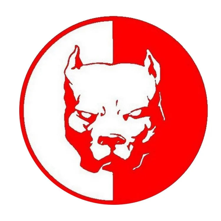 Reflective superhero bulldog car decal sticker in black, red, or white, size 12x12cm