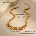 Women's stainless steel necklace with geometric pendant and regular chain in gold plating