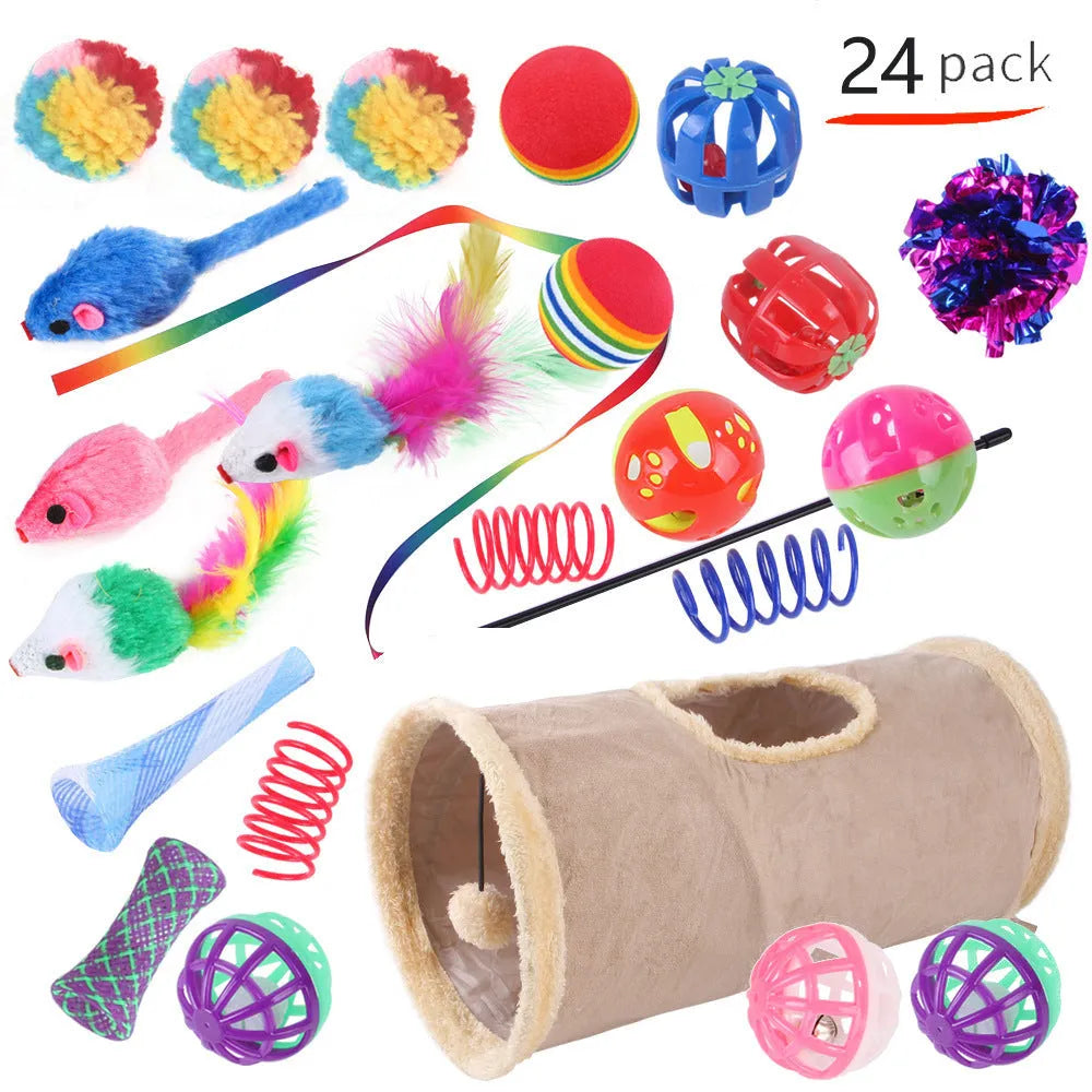 Plastic cat channel toy maze with colourful tracks and accessories for feline play