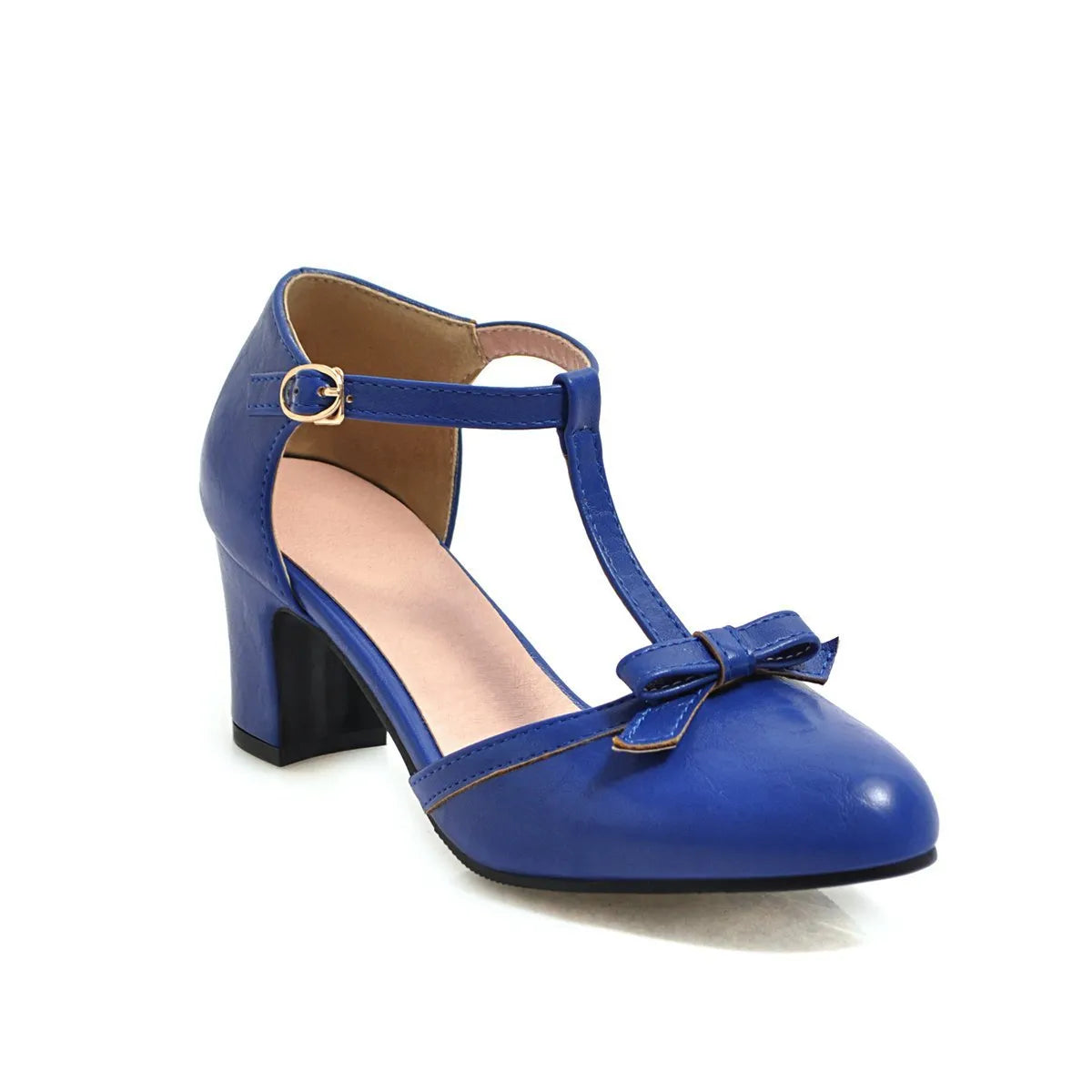 Women's apricot sandals with chunky block heel and adjustable buckle strap