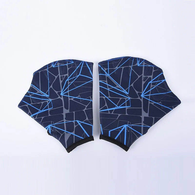 Green print duck feet webbed swimming gloves for outdoor water activities