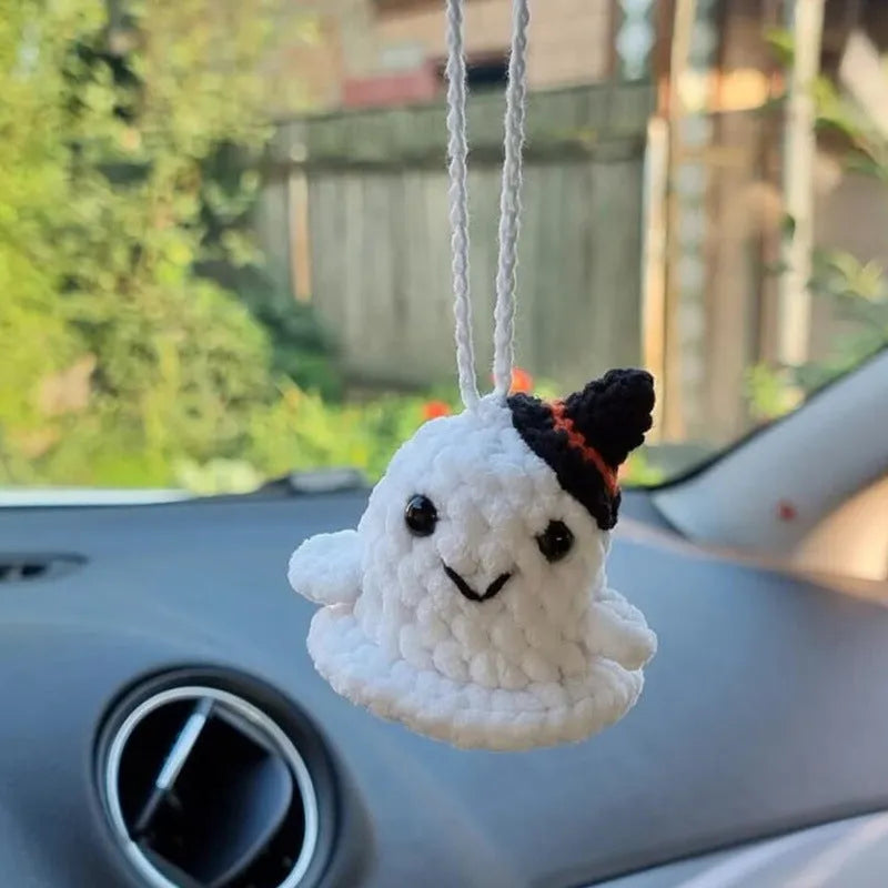 Plush hand-woven cartoon automobile hanging ornament for rear-view mirror decoration