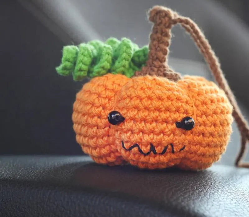 Plush hand-woven cartoon automobile hanging ornament for rear-view mirror decoration