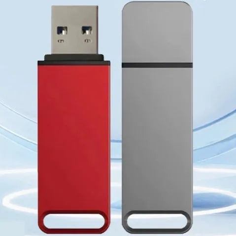 Metal USB flash drive in black, red or silver with custom graphics and high capacity storage