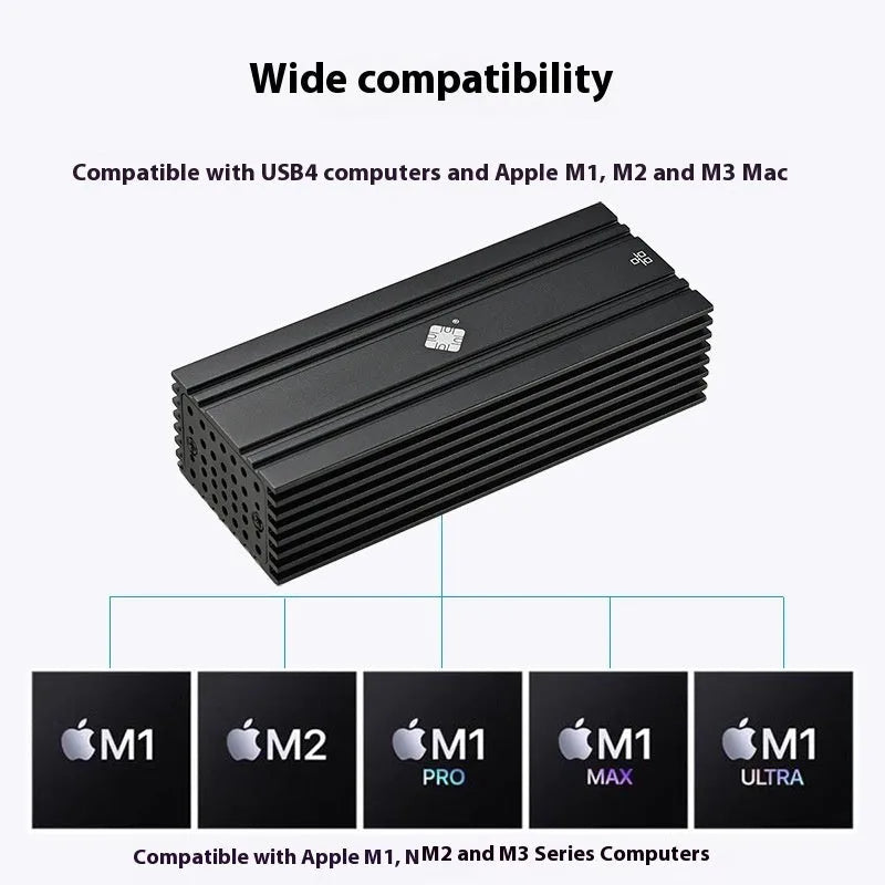 Black USB4 to 10 Gigabit Ethernet network adapter with USB-C cable, compact rectangular design