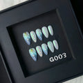 HAILANG blue plastic nail sticker set showing wearable artificial nails in four sizes