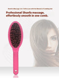 Black and pink ABS plastic hair extension comb with ring teeth and airbag cushion, 22cm long