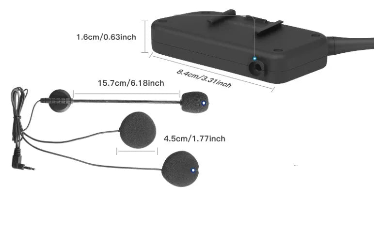 All Five Motorcycle Helmet Bluetooth Intercom V6pro unit with mounting clip and charging cable