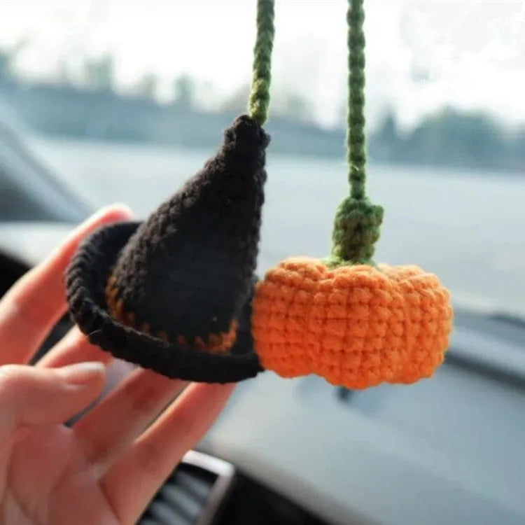 Plush hand-woven cartoon automobile hanging ornament for rear-view mirror decoration