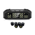 Solar-powered external tyre pressure monitor for six-wheel RVs and trucks with colour display