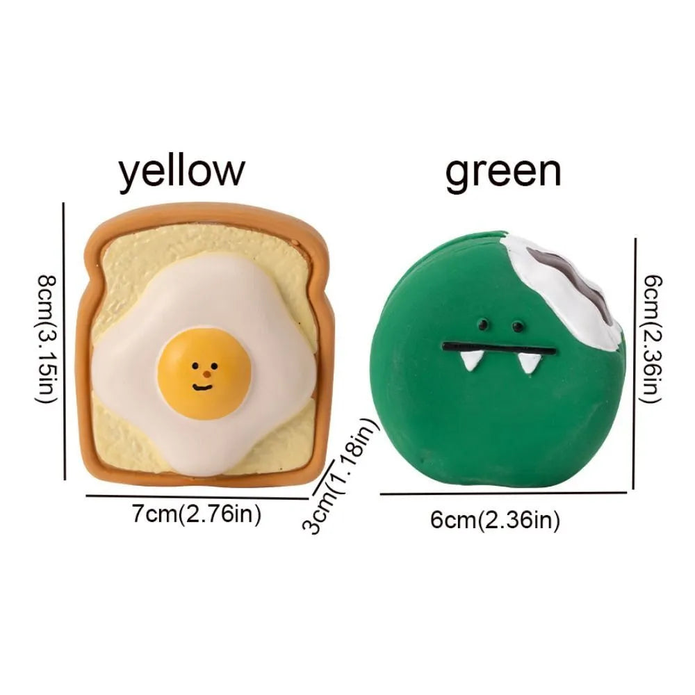 Yellow and green cartoon pattern bread egg shaped latex dog squeaky toy