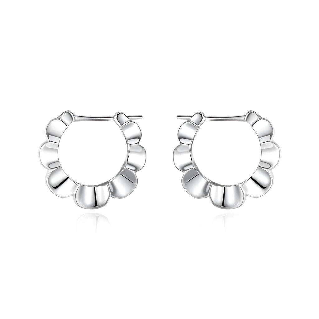 Geometric sterling silver earrings with round elements and retro styling