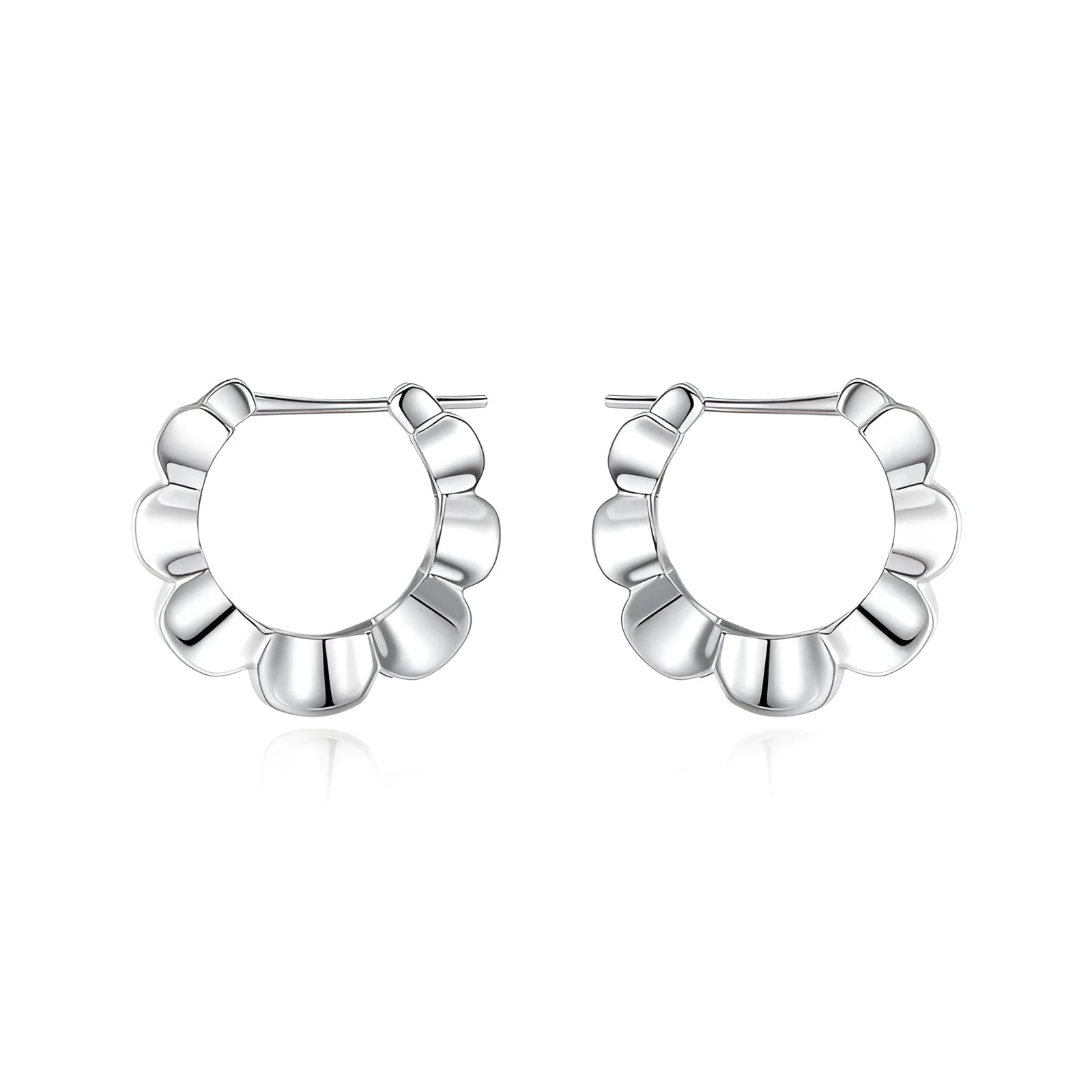 Geometric sterling silver earrings with round elements and retro styling