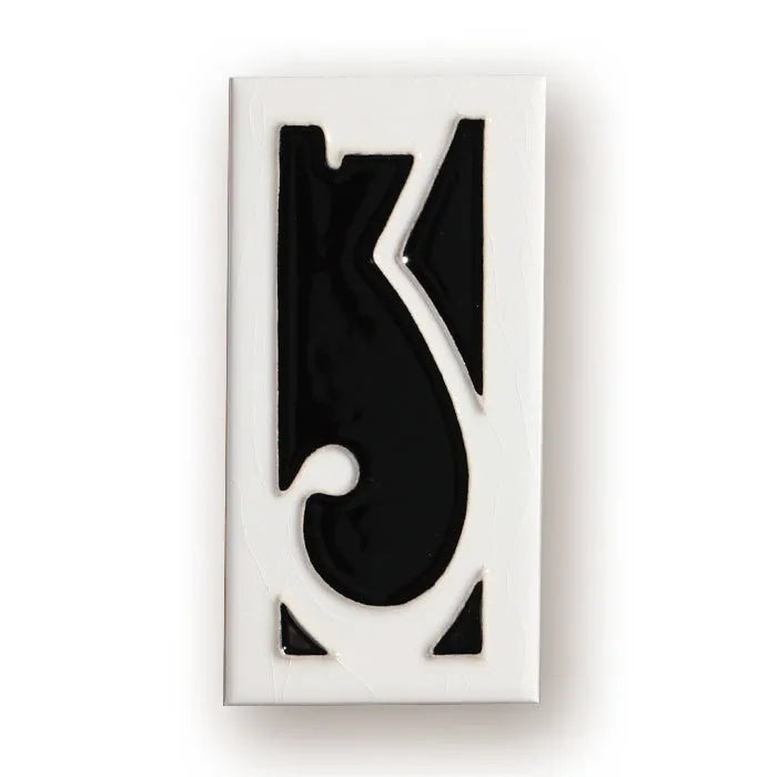 Handmade enamel glazed ceramic retro doorplate measuring 76 by 152mm, showing sample number and Flower Patch styles.