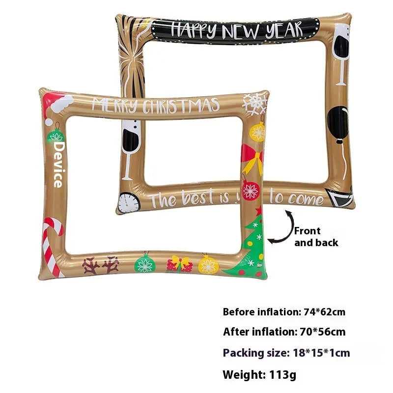 Christmas inflatable photo frame PVC prop for festive photography and interactive play