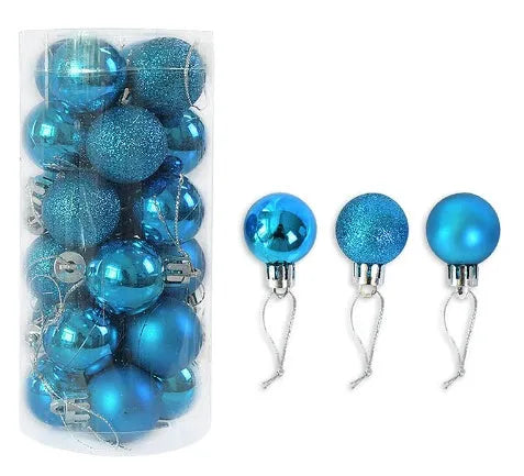 3cm diameter Christmas ball decorations in multiple colours including gold, red and silver