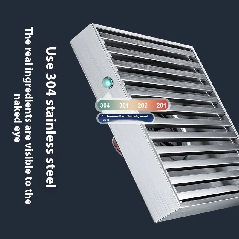 304 stainless steel courtyard floor drain with 15x15cm square grille in gun grey colour