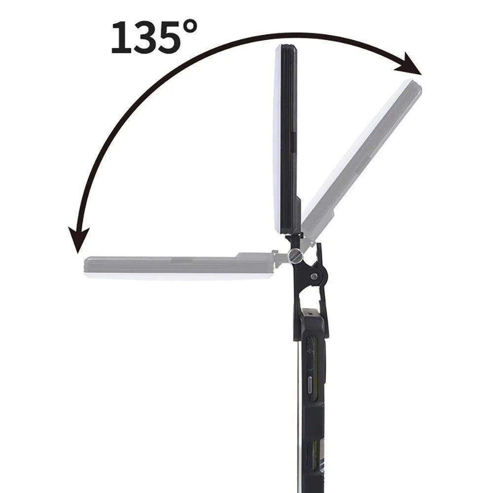 Portable LED fill light with clip attachment for mobile phone photography measuring 10.4 x 7.5 x 12.5 cm