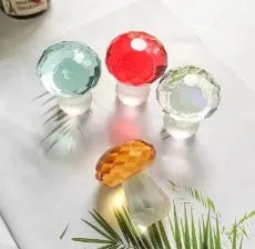 Crystal mushroom decorative ornament in modern simple geometry style measuring 40mm by 53mm