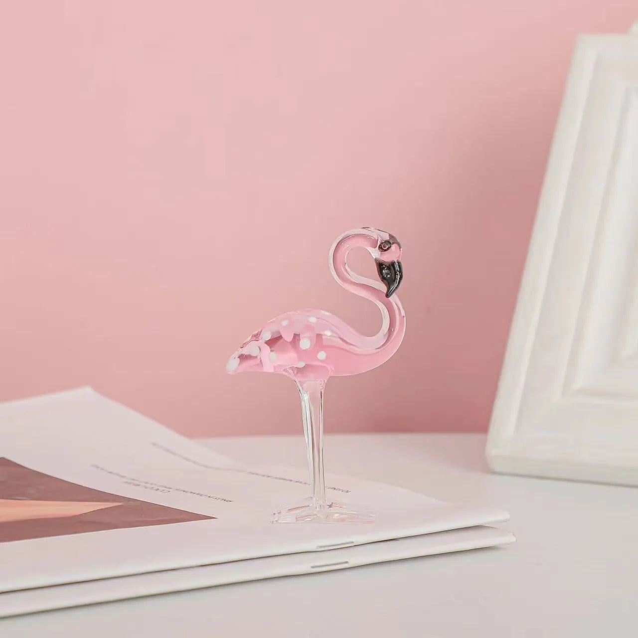 Pink crystal flamingo decorative ornament for table centrepiece display