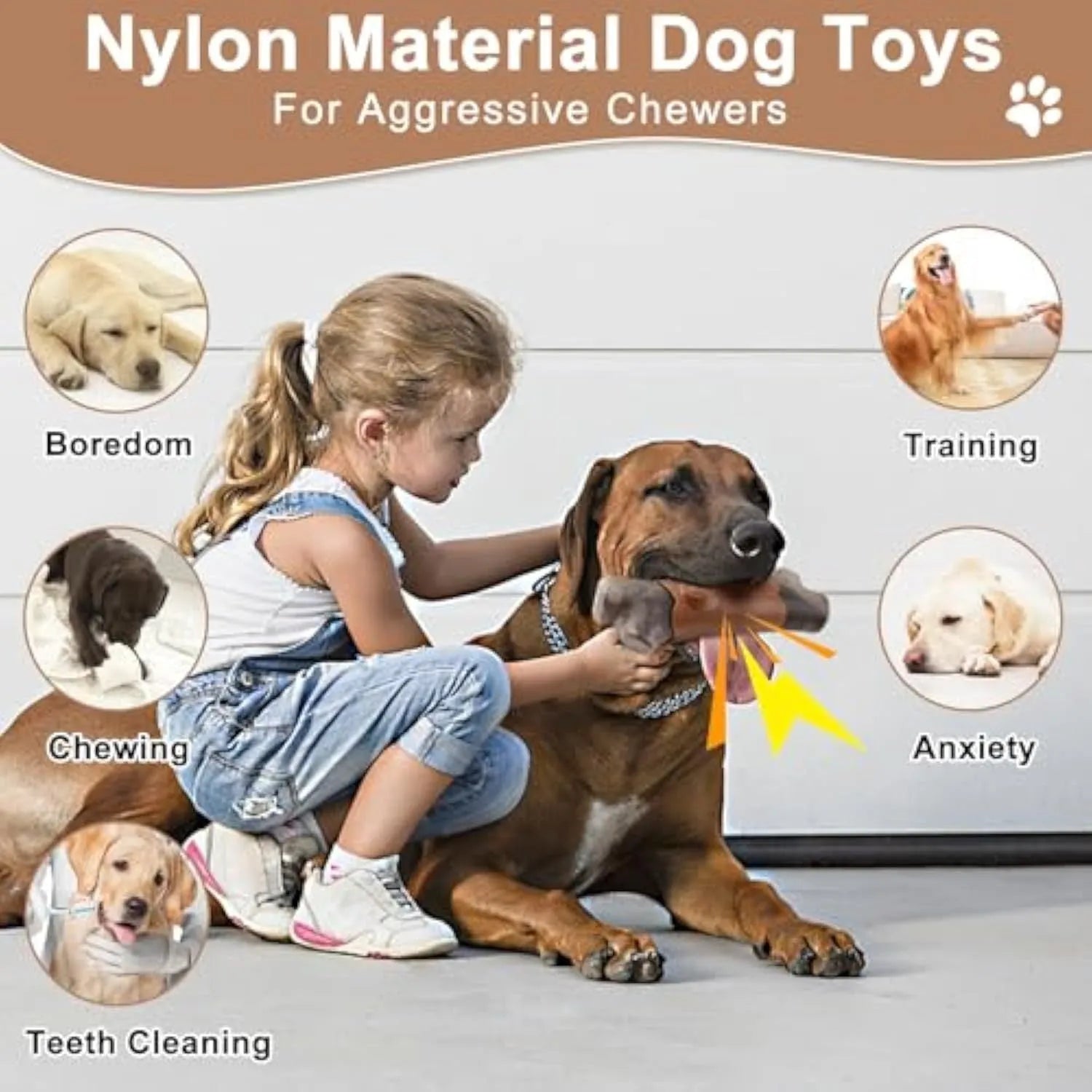 Large brown branch-shaped nylon dog chew toy for aggressive large breed dogs.