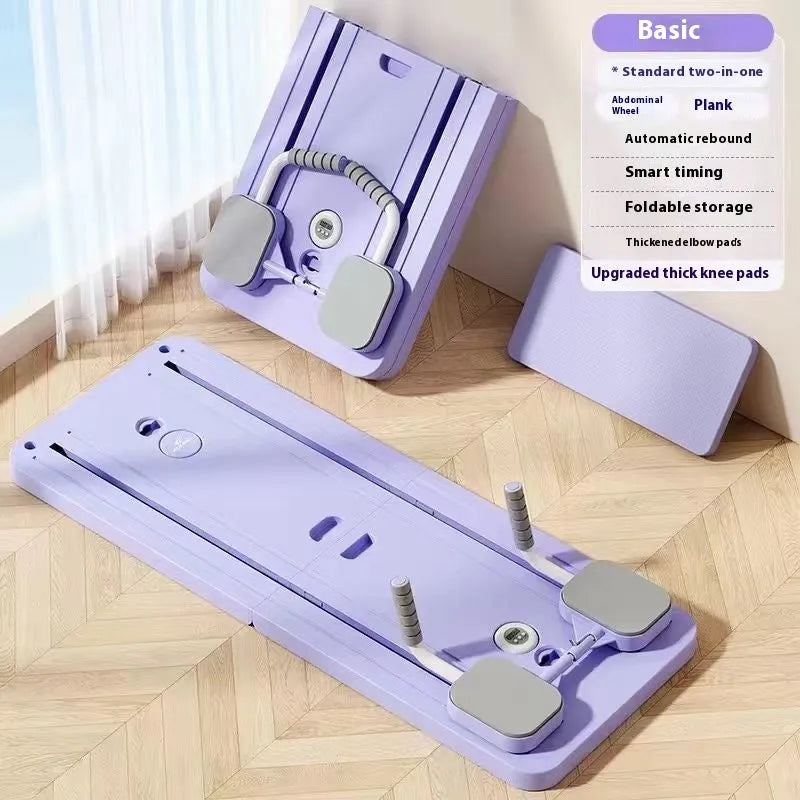 Standard purple abdominal wheel fitness board with automatic rebound mechanism on a multi-functional PP platform.