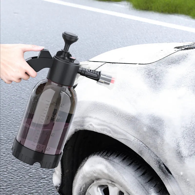 Black 2L hand-held foam sprayer watering can with nozzle, for garden and car cleaning