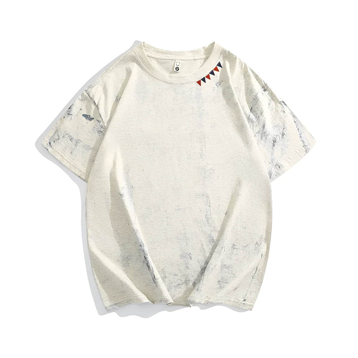Grey tie dye printed men's loose fit cotton T-shirt with short sleeves and round neck collar