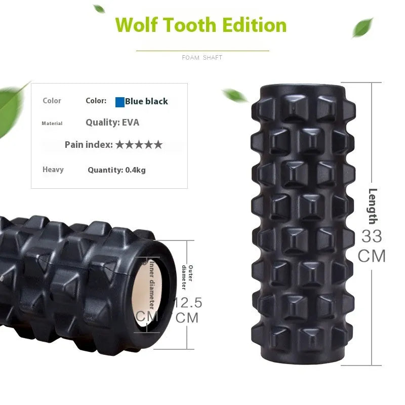 Black six-piece foam massage roller measuring 33cm length for fitness and health applications
