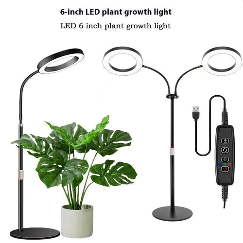 Aluminium alloy angel ring plant grow light on a retractable floor stand