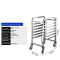 Stainless steel six-tier baking rack with lock mechanism and large tray