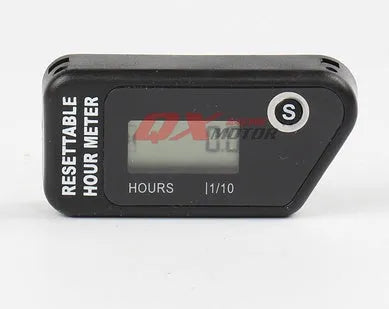 Black waterproof LCD maintenance timer for ATV motorcycle and marine engine service scheduling