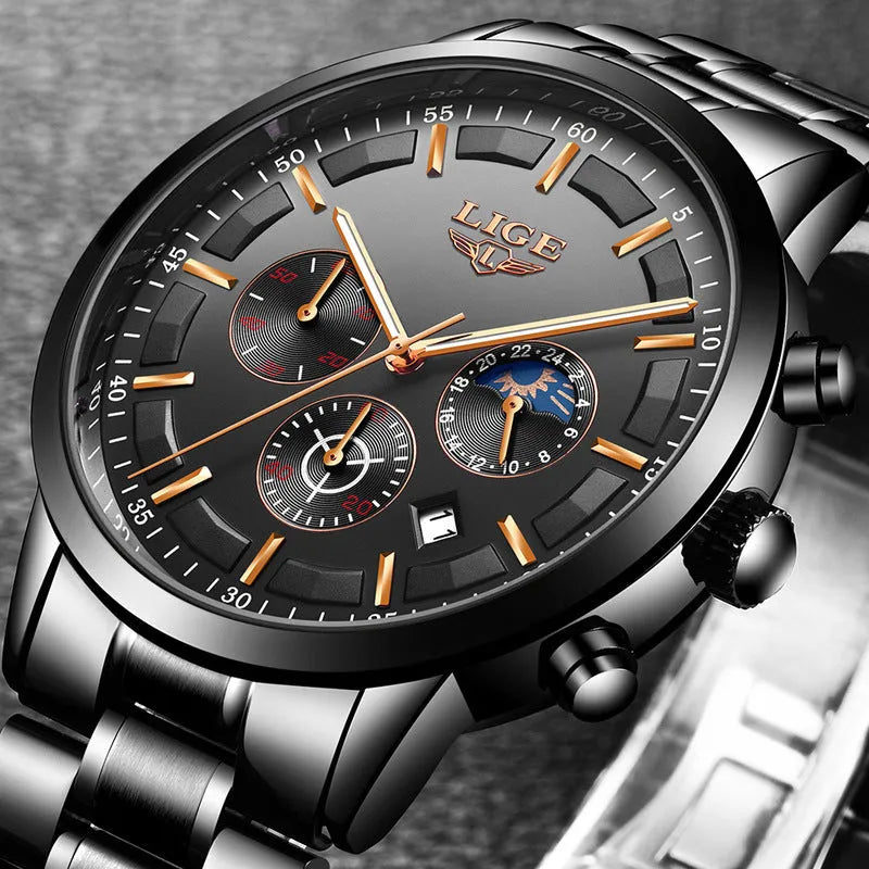 Men's waterproof quartz sports business watch with 12mm case in four colour options