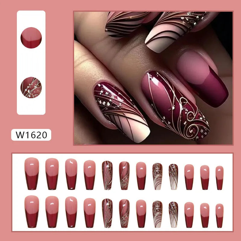 French line design fake nail stickers made from ABS plastic with included adhesive glue