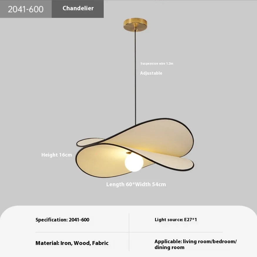 French style artistic fabric chandelier pendant light with a textured shade in a modern bedroom setting.