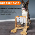 Wooden dog puzzle feeder with multiple compartments measuring 31×30×20cm