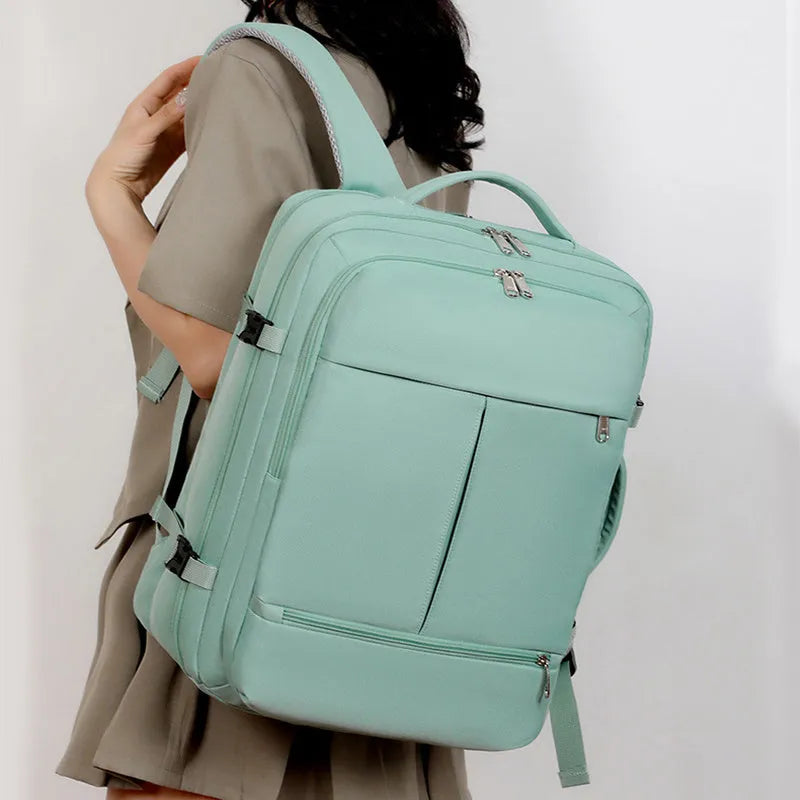 Large capacity business backpack in waterproof Oxford cloth with multiple pockets and 15.6 inch laptop compartment