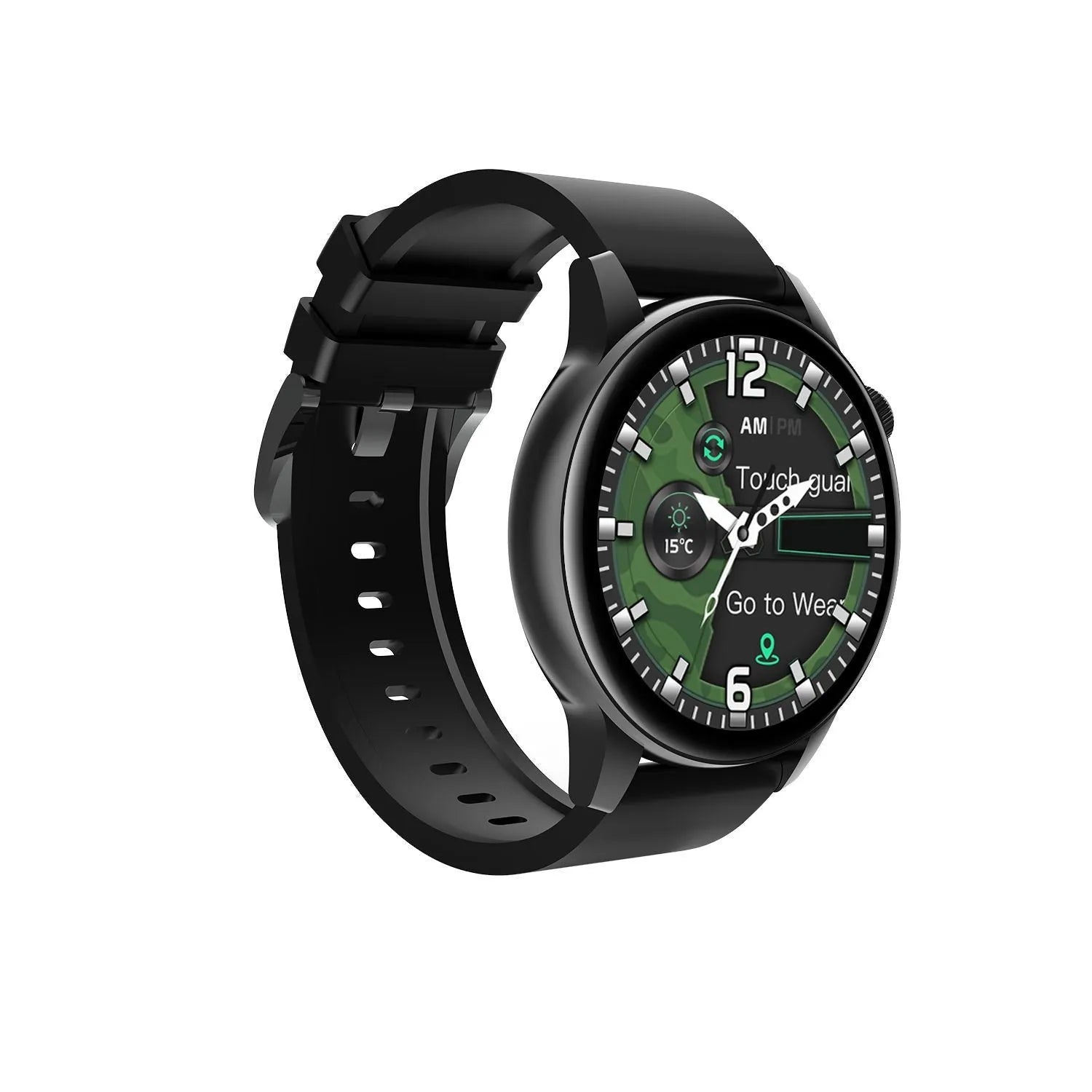 Stainless steel smart watch with a 1.30-inch colour screen on a wrist