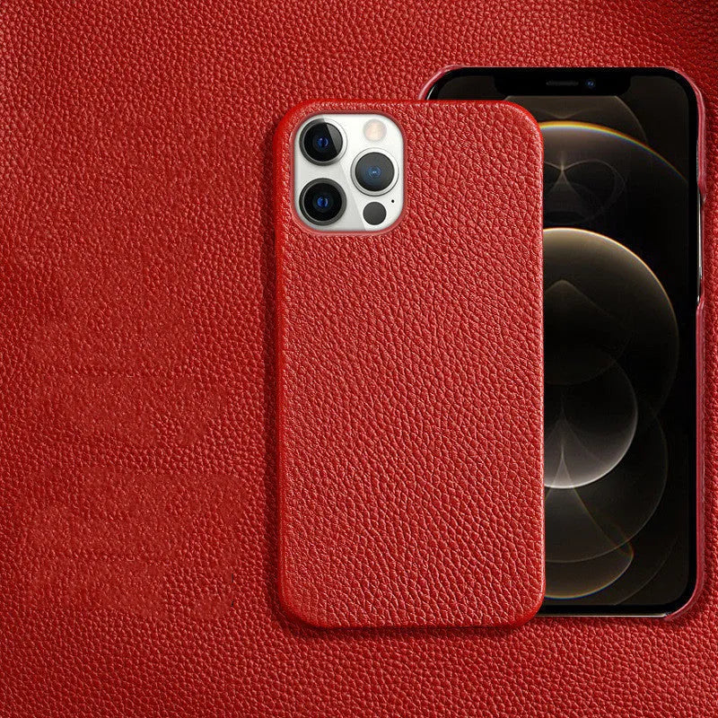 Genuine leather iPhone case with half-frame design in multiple colour options