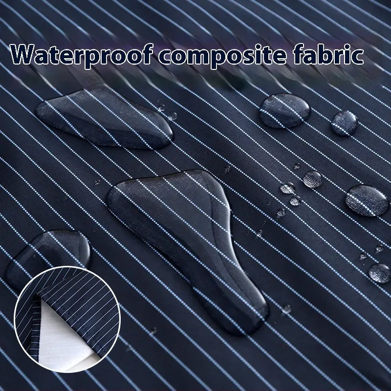 Waterproof polyester kitchen apron in free size showing colour options including black, dark blue, coffee and purplish blue