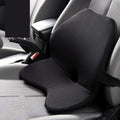 Memory foam car waist support cushion in beige colour, shown alongside optional matching headrest.