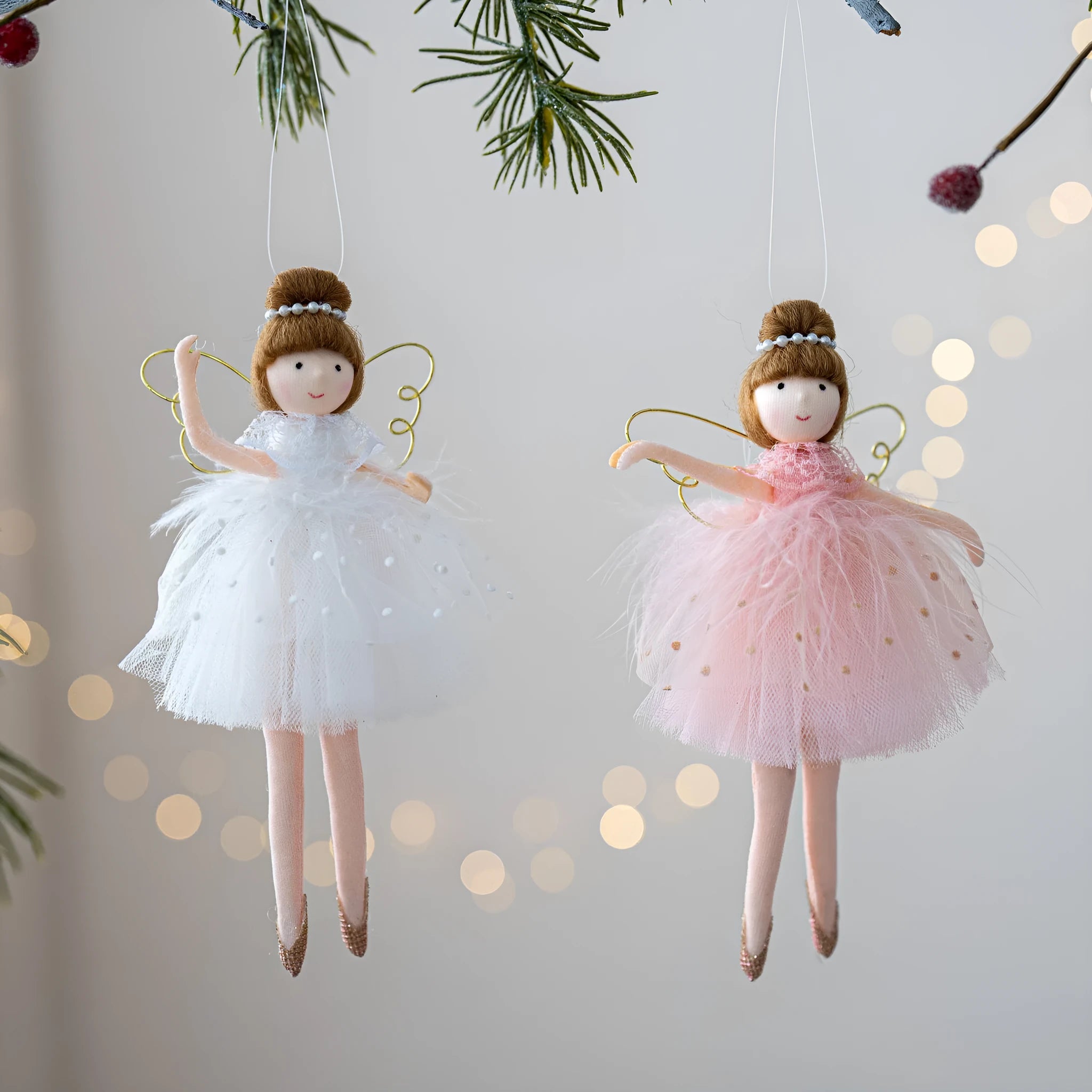 Pink and white ballet girl angel plush doll decorative toy