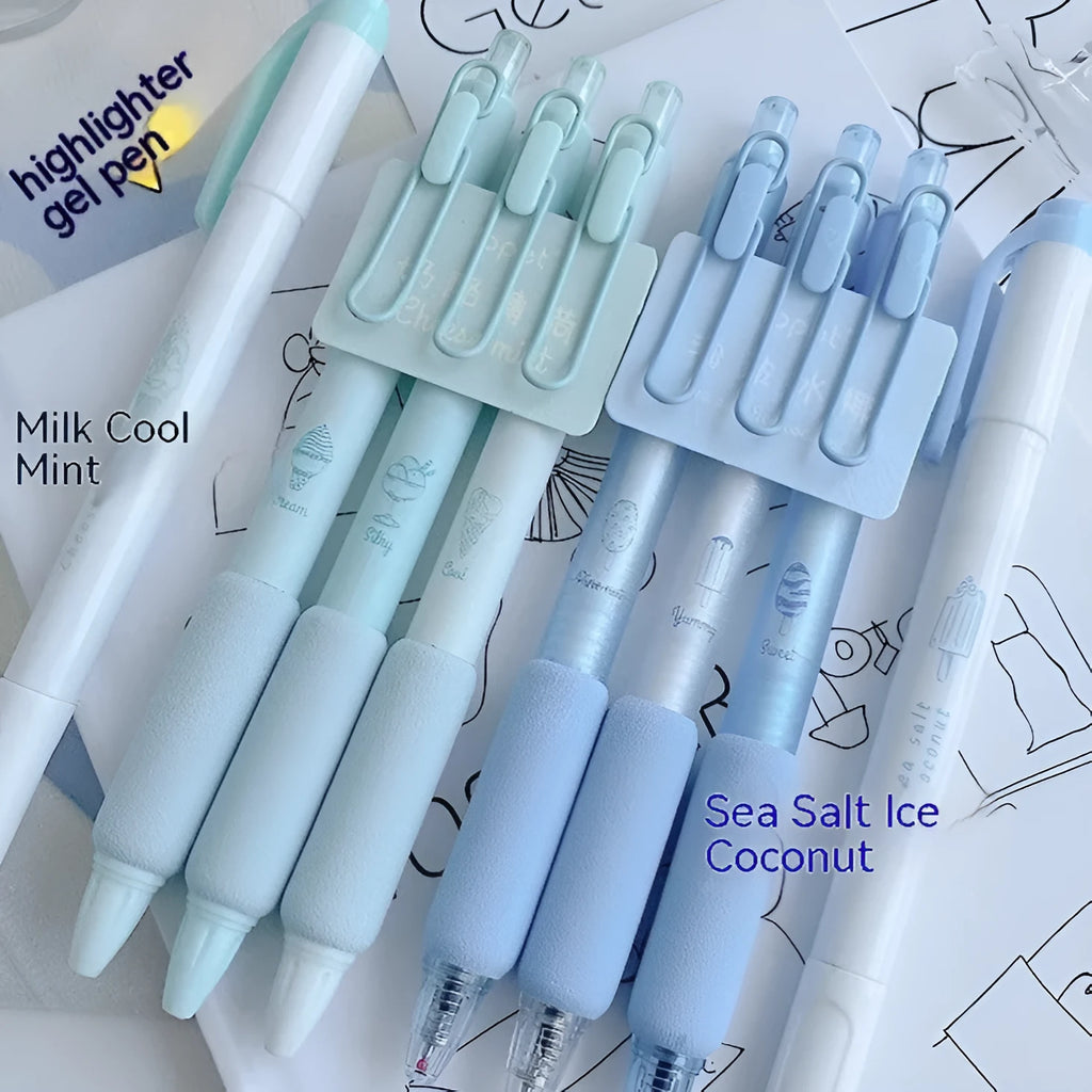 Ice cream sponge press neutral pen with double-headed fluorescent tip for calligraphy practice