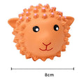 Orange and yellow spiky latex animal dog toys with squeakers for small medium breeds.