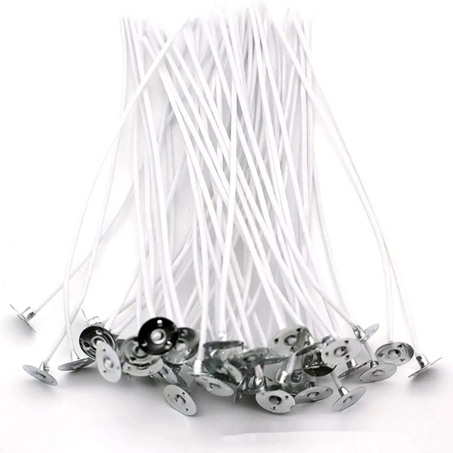 White cotton candle wicks in three lengths for DIY candle making projects