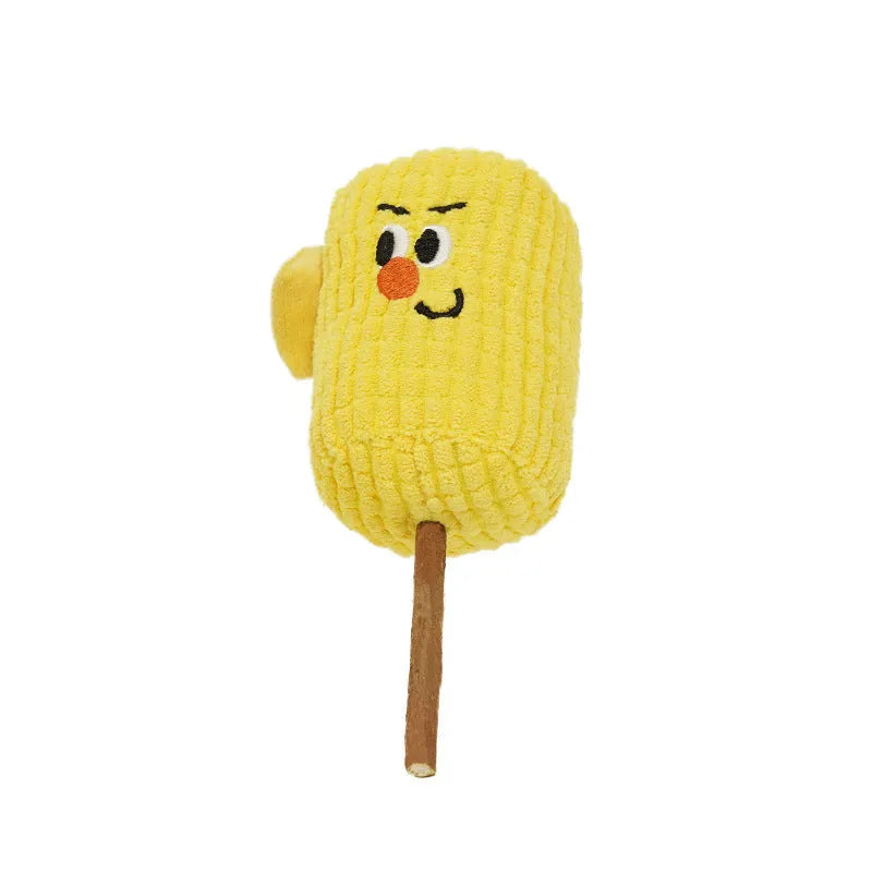 Corn cob shaped polio wood cat dental chew toy with catnip for tooth cleaning