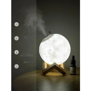 Lunar humidifier night light with 13cm ball design, USB charging port, and touch control