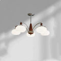 Persimmon glass ceiling chandelier with chrome frame and multiple glass lampshades in a Middle Ancient style.