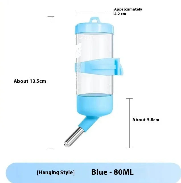 Ball kettle style plastic pet water feeder with a glass tube, shown in green, yellow, pink, white, and sky blue.